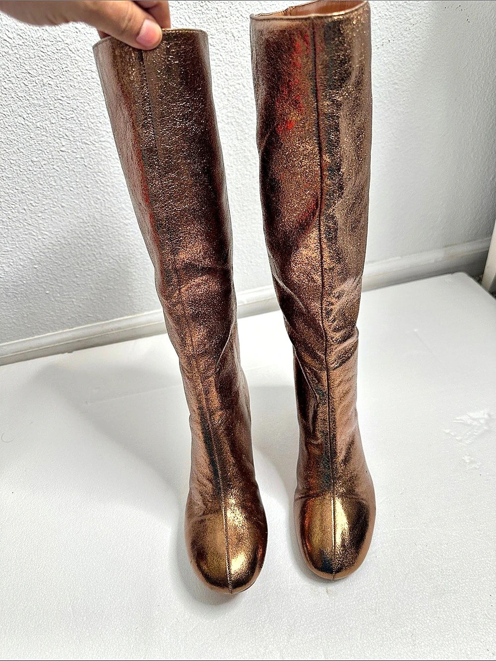 Zara Metallic Heeled Boots EU 39 great condition